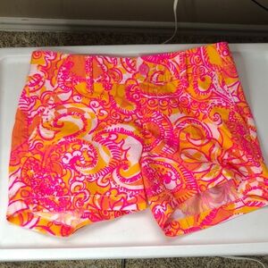 Lilly Pulitzer High Waist Pink and Orange Paisley Shorts